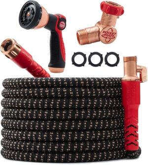Pocket Hose 100 FT Copper Head Expandable Garden Hose with Pocket Pivot, No Tangles, AS SEEN ON TV, 360ยฐ Swivel, Tri-Tex Tubing, Force Field Jacket, Lead-Free, No-Kink, Anti-Burst w/APT