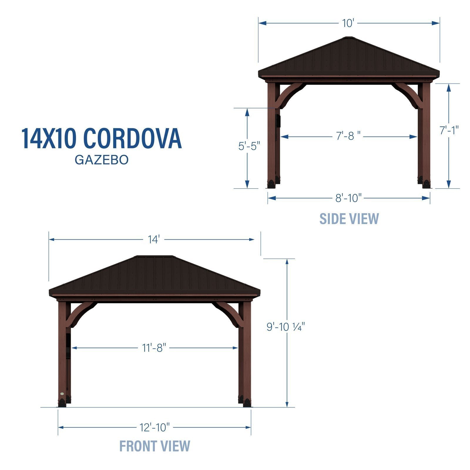 14×10 Cordova Gazebo Dark Brown - Image 4