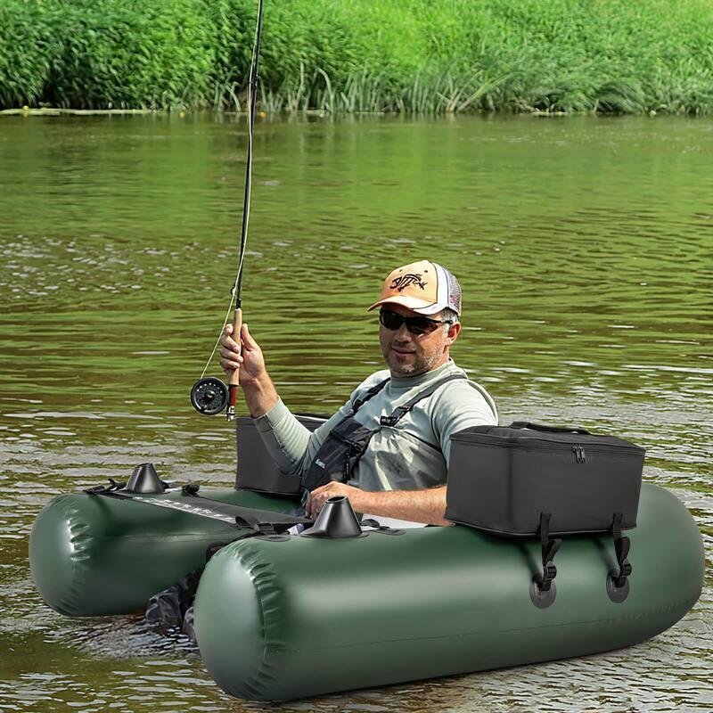 Costway Inflatable Fishing Float Tube with Foldable Padded Seat and Adjustable Footrest - Image 3