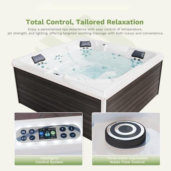 4-person Outdoor Hot Tub With 32 Water Jets And Digital Control System Patiowell - Image 4