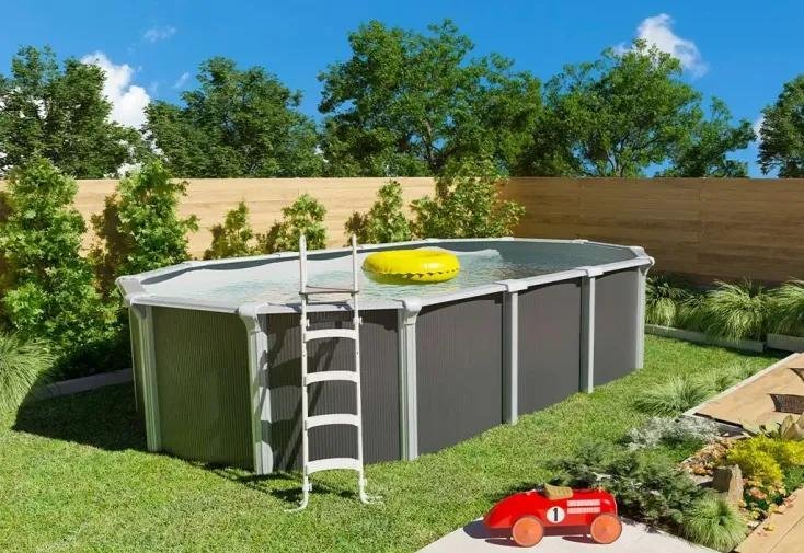 Trigano Piscine métal hors sol anthracite 5,20 x 3,95 x 1,32 m - Image 3
