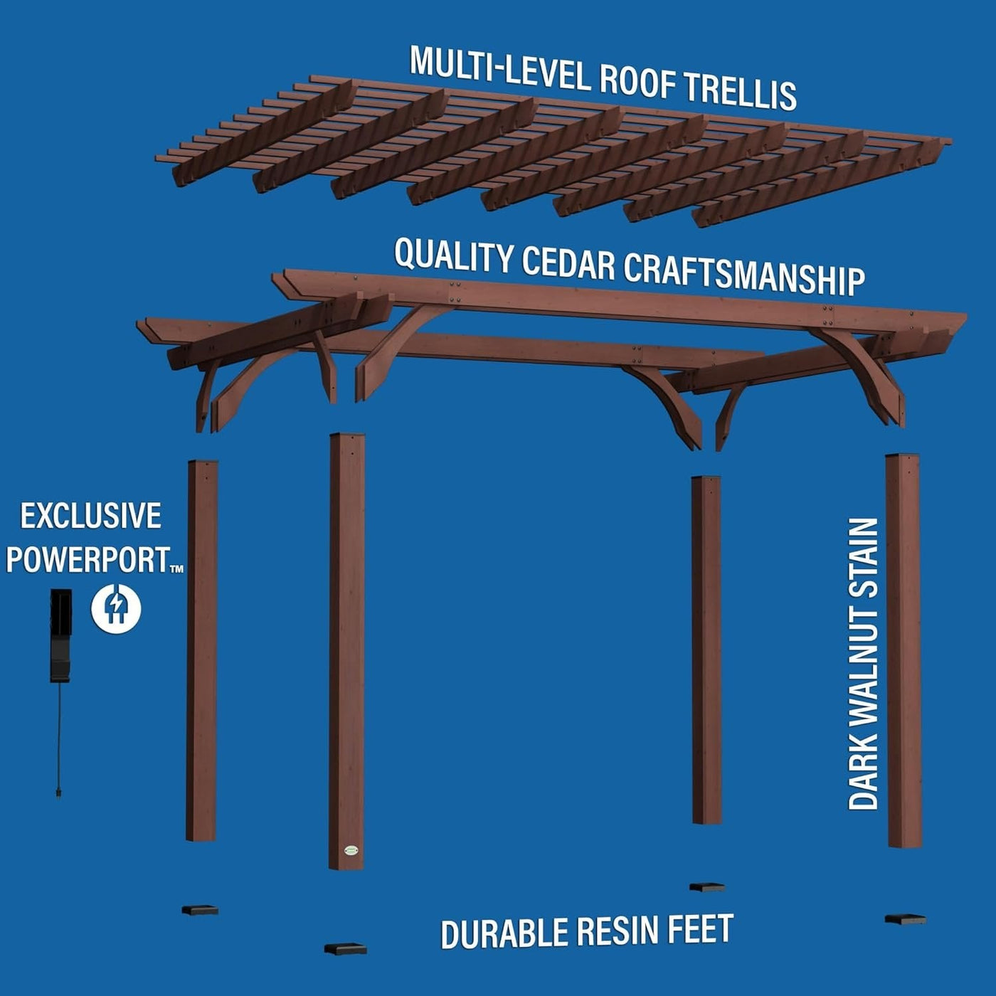 Backyard Discovery 14 Ft x 10 Ft Somerville Cedar Pergola with Power - Image 4