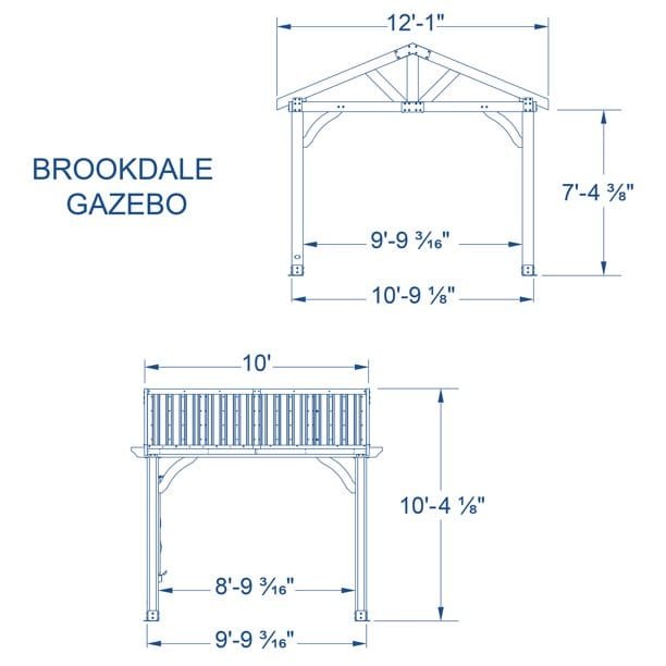 Backyard Discovery Brookdale 12' x 10' Cedar Wood Gazebo Outdoor Patio Pavilion with Black Steel Roof and PowerPort - Image 4