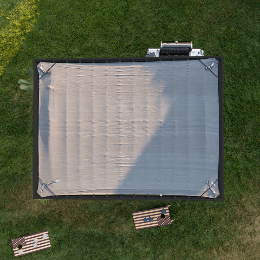 Backyard Discovery Trenton 16' x 12' Modern Galvanized Steel Pergola Black Frame with Shade Sail Canopy and PowerPort - Image 4