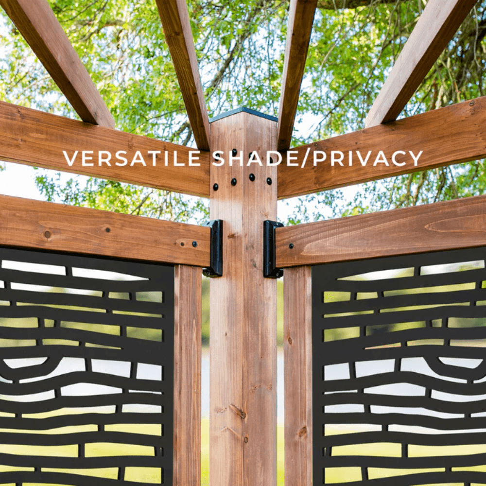 Backyard Discovery Verona 13' x 10' Cedar Wood Cabana Pergola Patio Shade Structure with Composite Bamboo Privacy Panels - Image 4