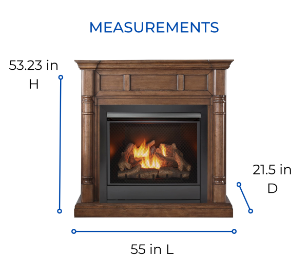 Duluth Forge 32,000 BTU Dual Fuel Ventless Gas Fireplace with Walnut Mantel - Image 6