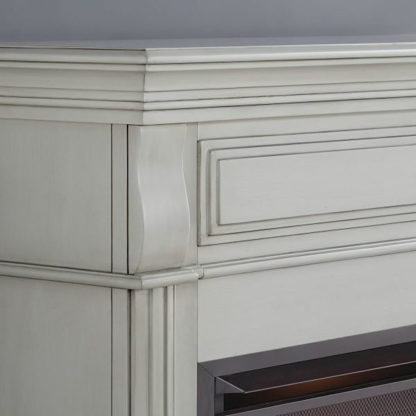 Duluth Forge Antique White Full Size Electric Fireplace with Wood Mantel - Image 6