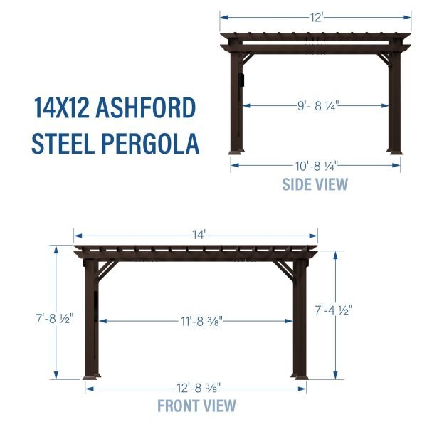 Backyard Discovery Ashford 14' x 12' Brown Steel Pergola with Soft Canopy - Image 3