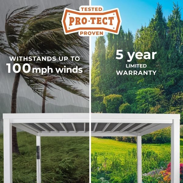 Backyard Discovery Windham 14' x 10' White Steel Pergola with Soft Canopy - Image 4
