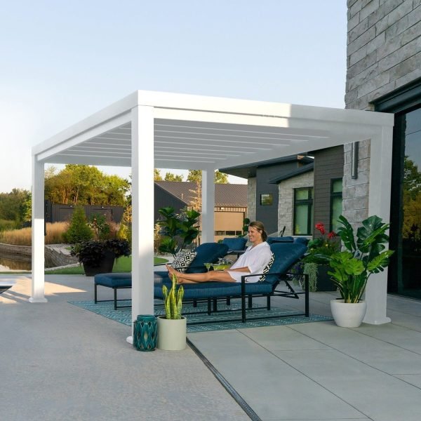 Backyard Discovery Windham 14' x 10' White Steel Pergola with Soft Canopy - Image 8