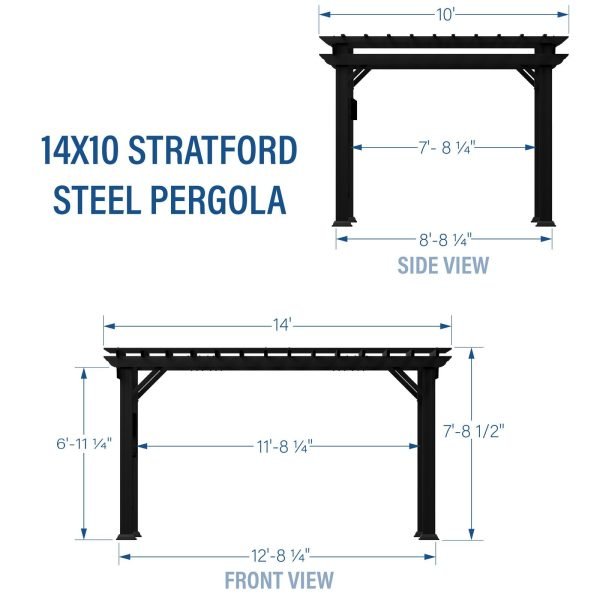 Backyard Discovery Stratford 14' x 10' Black Steel Pergola with Soft Canopy - Image 4