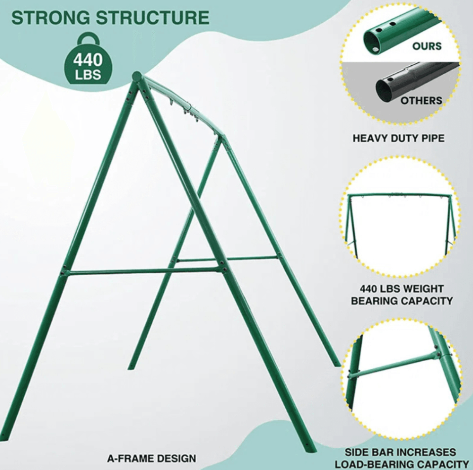 Designasofa 440 lbs Heavy-Duty Metal Swing Frame A-Frame Stand with 5 Hooks - Image 4