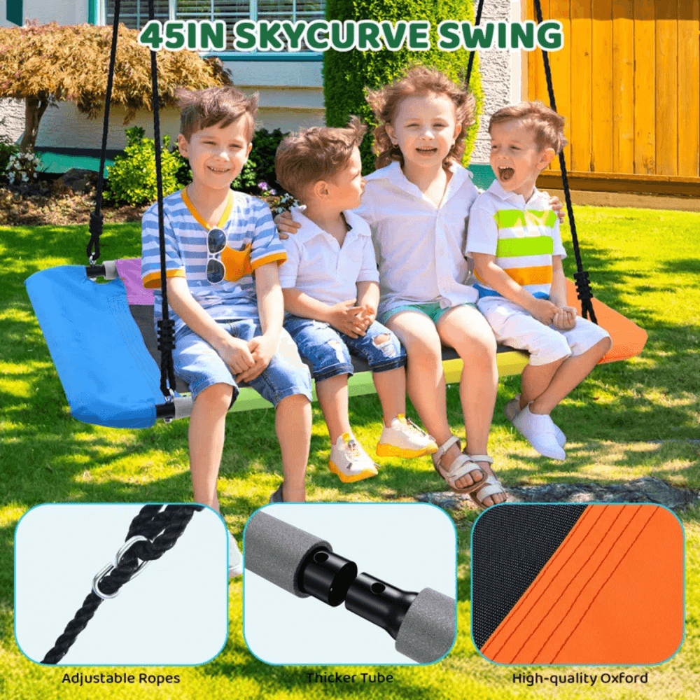 Designasofa 9.5 Ft. Heavy-Duty Metal Swing Set with Belt Swing and Trapeze Bar - Image 2
