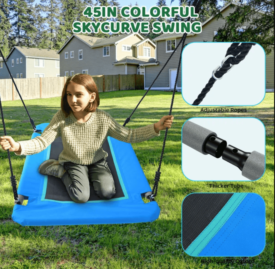 Designasofa 660 lbs Heavy-Duty Metal Swing Set with Platform Swing and 2 Belt Swings - Image 5